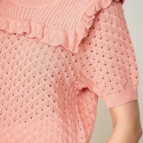 LUMIERE RUFFLE KNIT SWEATER TOP - Picture 5 of 5